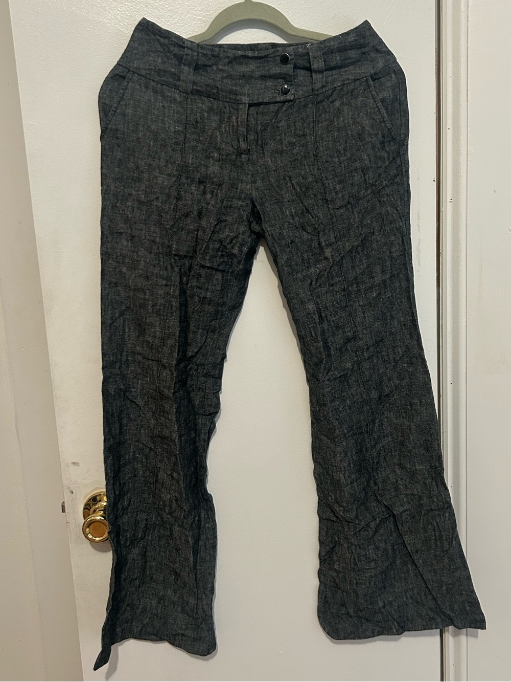 A. Byer Charcoal Textured linen Wide-Leg Pants